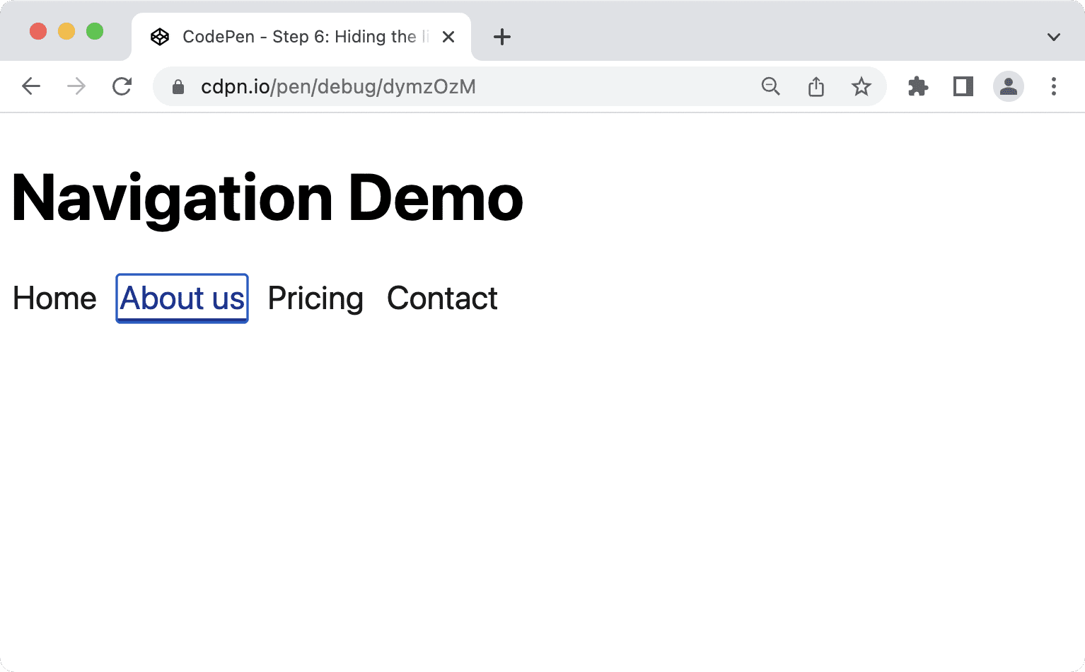 Niebieski kontur o szerokości 2 pikseli wokół linku w Chrome 103.
